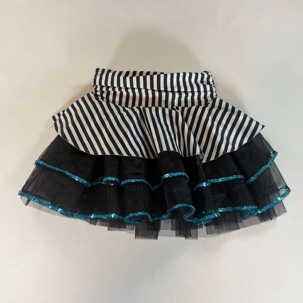 Revolution Dancewear Girls XSC‎ Jazz Dance Skirt Striped Tulle Turquoise RC20512
